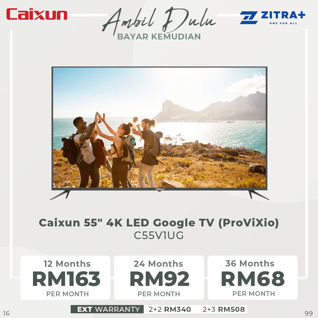 Caixun 50"/55:/65" 4K LED Google TV (ProViXio) C50V1UG/C55V1UG/C65V1UG | Dual High-Power Speakers | Stunning 4K Resolution | Bezel-less Frame | Smart TV with 3 Year Warranty