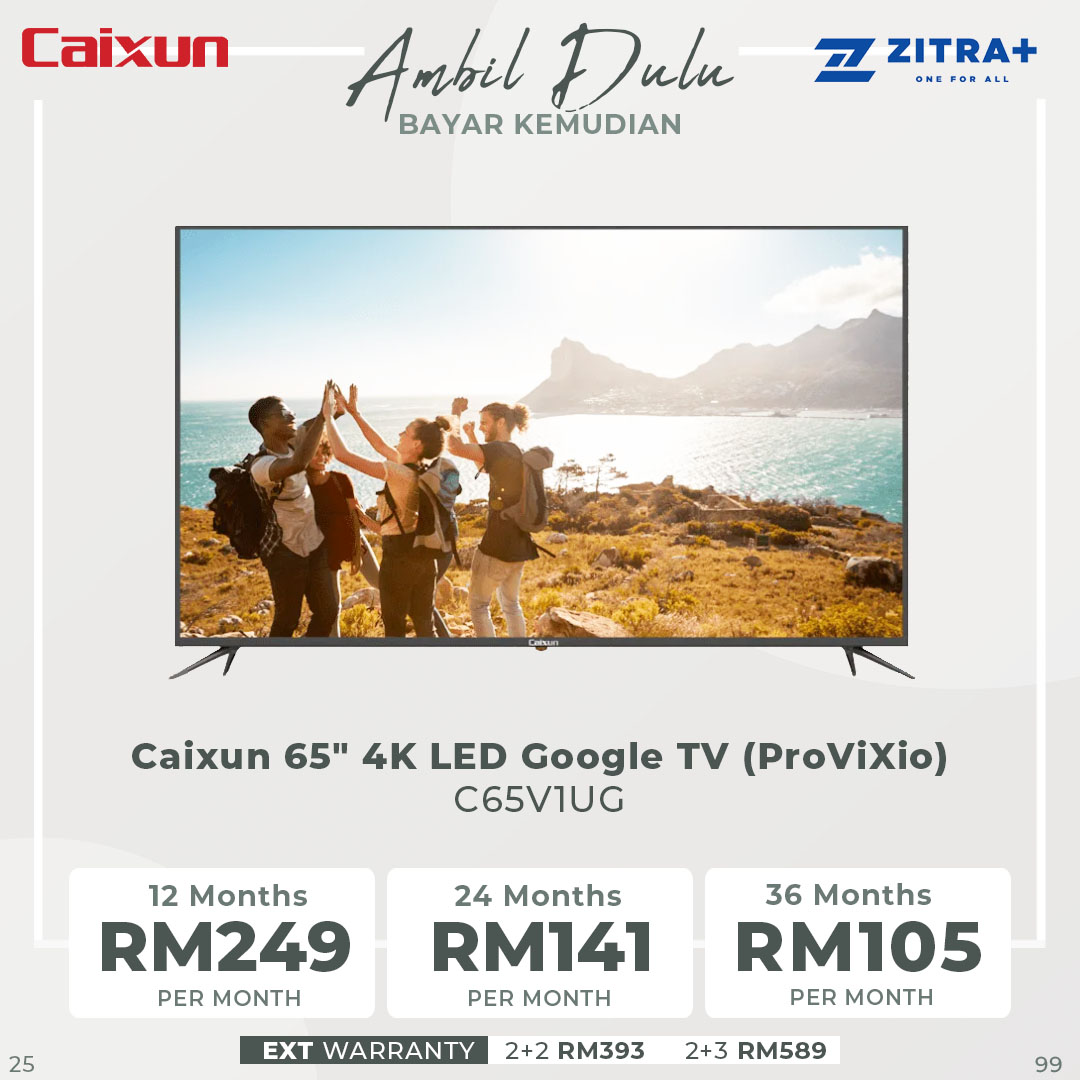 Caixun 50"/55:/65" 4K LED Google TV (ProViXio) C50V1UG/C55V1UG/C65V1UG | Dual High-Power Speakers | Stunning 4K Resolution | Bezel-less Frame | Smart TV with 3 Year Warranty