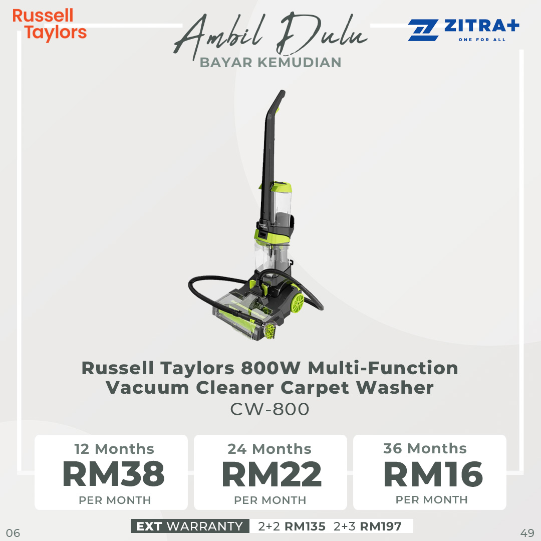 Russell Taylors 800W Multi-Function Vacuum Cleaner Carpet Washer CW-800 | Powerful DC Motor | Dust Canister 500ml |  2200mAh Battery | Vacuum with 2 Year Warranty