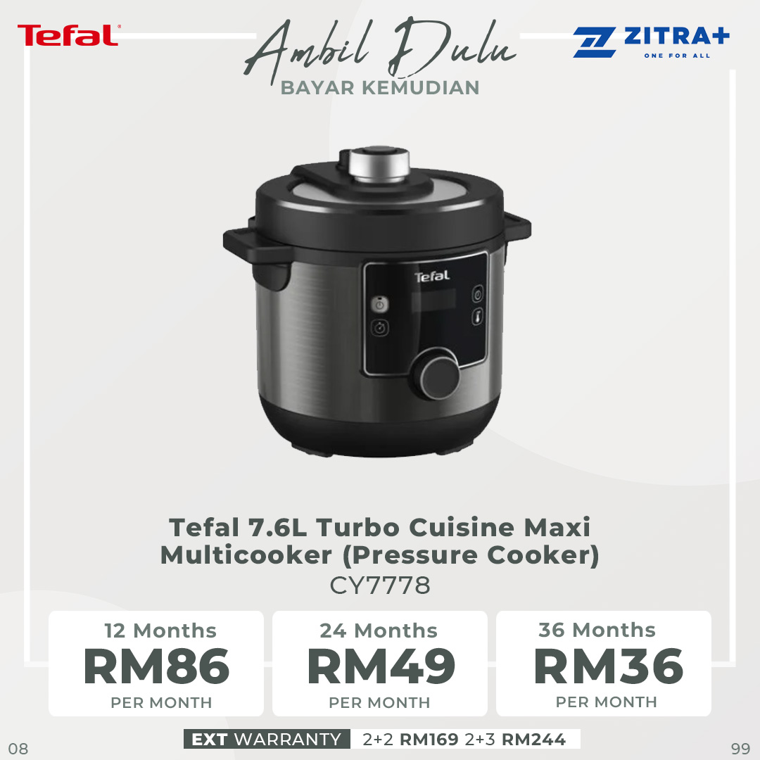 Tefal 7.6L Turbo Cuisine Maxi Multicooker (Pressure Cooker) CY7778 | 10 Automatic Programs | Serves up to 8 People | Non-stick Coating | Cooker with 2 Year Warranty