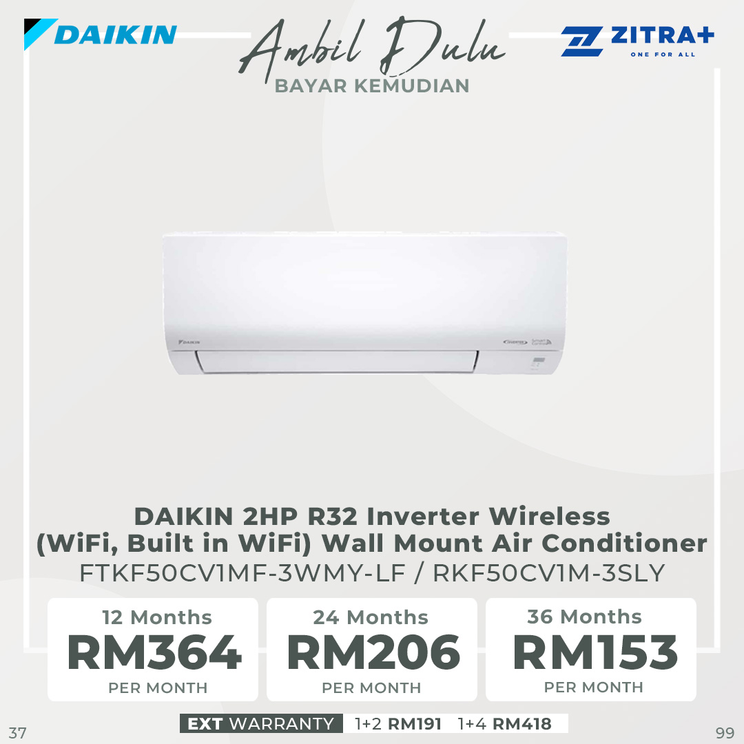 DAIKIN 1HP/1.5HP/2HP/2.5HP R32 Inverter Wireless (WiFi, Built in WiFi) Wall Mount Air Conditioner | Econo Mode | Smart Control | Gin-Ion Blue Filter | Air Conditioner with 1 Year Warranty