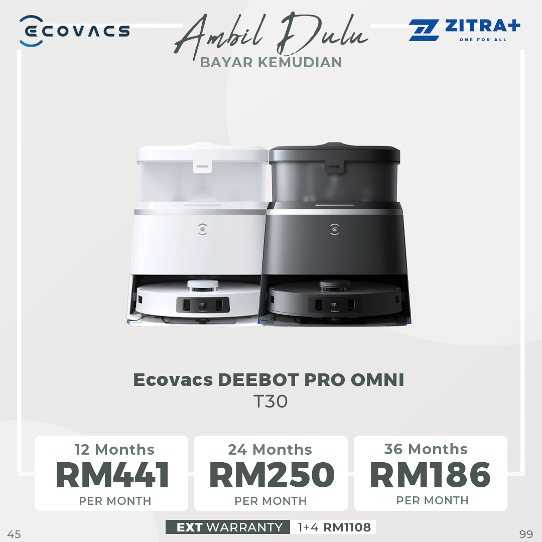 Ecovacs 11000Pa DEEBOT PRO OMNI T30 | Mini OMNI Station | Stylish Appearance | TruEdge Adaptive Edge Mopping
