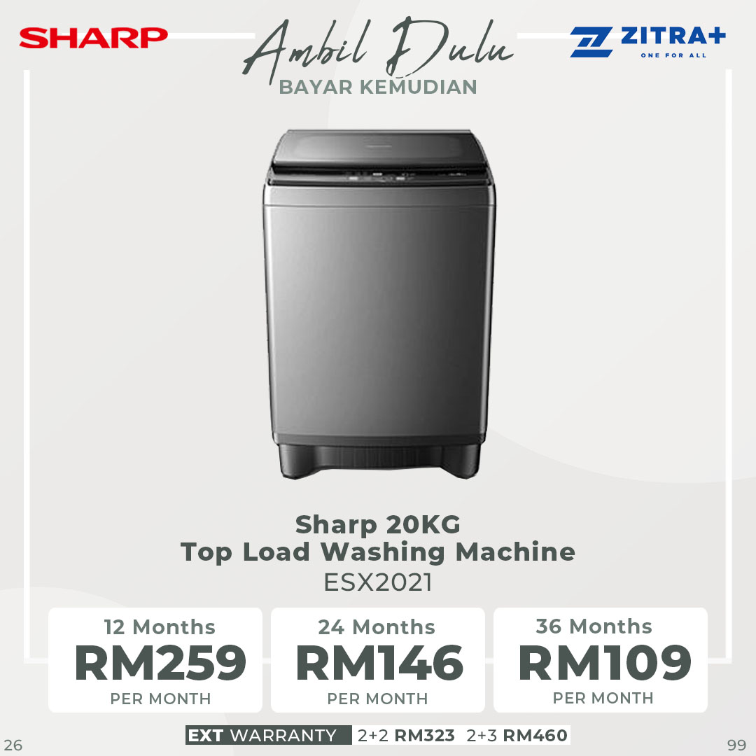 SHARP 9.5KG/15KG/20KG Top Load Fully Auto Washing Machine | SS Drum | LED Digit | Wind Dry | Auto Soak | Child Lock | Child Proof | Auto Restart | S-Pulsator | Fuzzy Control | Smart Filter | Error Notification | Washing Machine with 2 Year Warranty