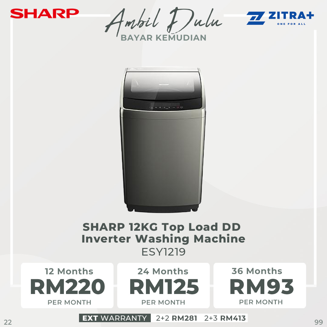 SHARP 10KG/12KG/14KG/16KG Top Load DD Inverter Washing Machine | Quiet Wash | Child Lock | Glass Touch Panel | S-Pulsator | Magic Filter | Auto Tub Clean | LED Digit | Washing Machine with 2 Year Warranty