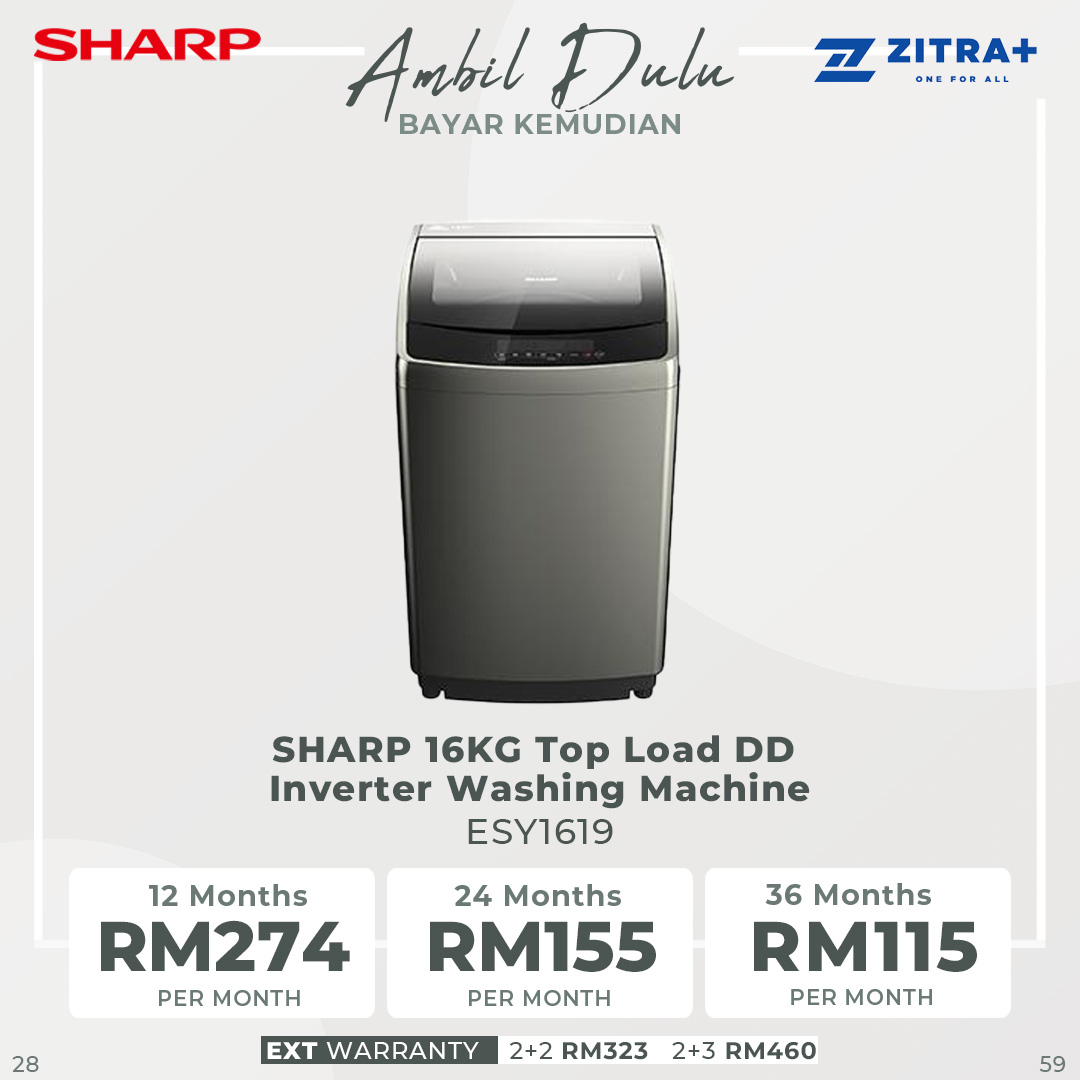 SHARP 10KG/12KG/14KG/16KG Top Load DD Inverter Washing Machine | Quiet Wash | Child Lock | Glass Touch Panel | S-Pulsator | Magic Filter | Auto Tub Clean | LED Digit | Washing Machine with 2 Year Warranty