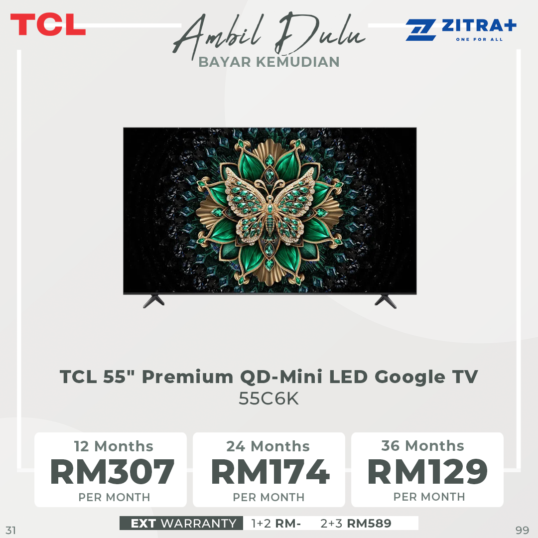 TCL 55"/65"/75"/85"/98" Premium QD-Mini LED Google TV 55C6K|65C6K|75C6K|85C6K|98C6K | 144Hz Native Refresh Rate | QLED | Ultra Slim Design | Precise Dimming Series Up to 512 Zones