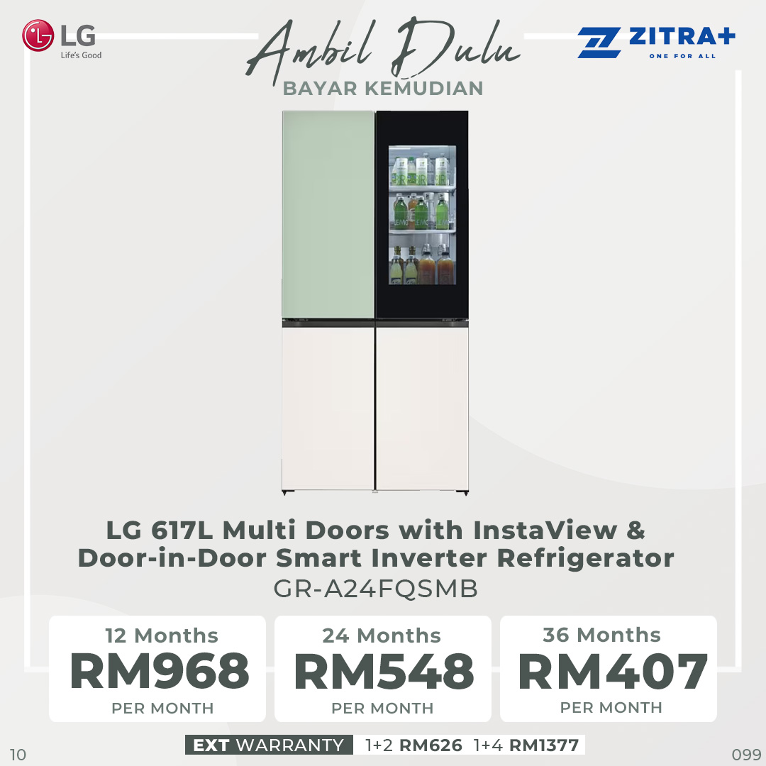 LG 617L Multi Doors with InstaView & Door-in-Door Smart Inverter Refrigerator GR-A24FQSMB | LINEAR Cooling | DoorCooling | Extra Space | Refrigerator with 1 Year Warranty