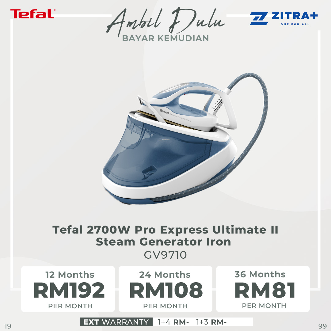 Tefal 2700W Pro Express Ultimate II Steam Generator Iron GV9710 | Vertical Steam | High Pressure Boiler | Lock-System | Steam Iron with 2 Year Warranty