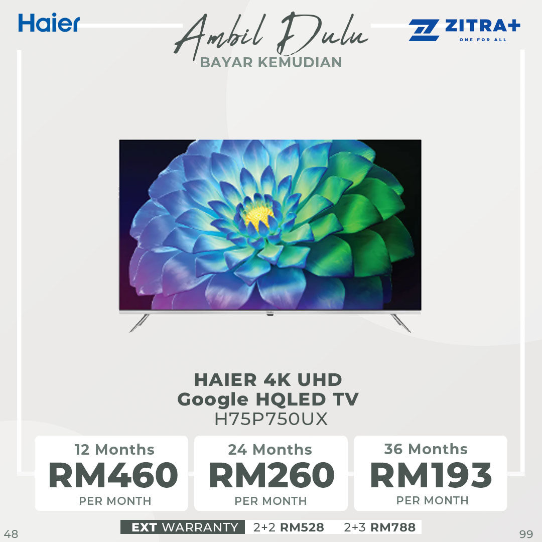 HAIER 50"/75" 4K UHD Google HQLED TV H50P750UX/H75P750UX | Google Tv |  Dolby Vison & Dolby Atmos |  HQLED |  Smart TV with 2 Year Warranty