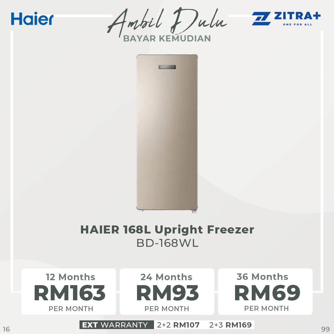 HAIER 168L Upright Freezer BD-168WL | Intelligent IC Control | Digital Touch Control | High Efficiency Compressor | Refrigerator With 2 Years Warranty