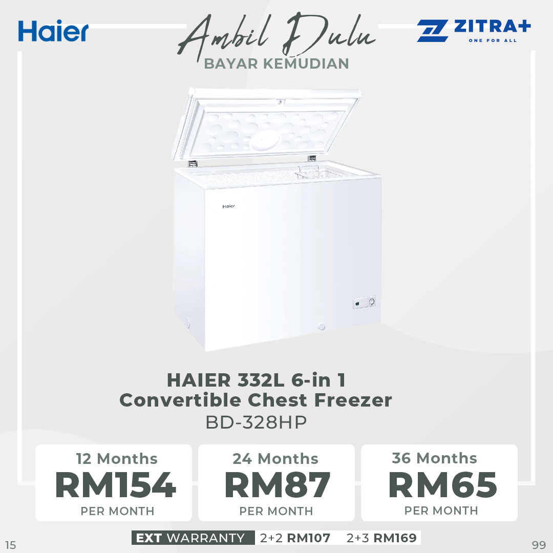 HAIER 332L/450L/535L/750L 6-in 1 Convertible Chest Freezer BD-328HP/BD-458HP/BD-568HP/BD-788HP | Fast Freezing | Convertible Cooling | PCM Metal Inner Plate | Freezer with 2 Year Warranty