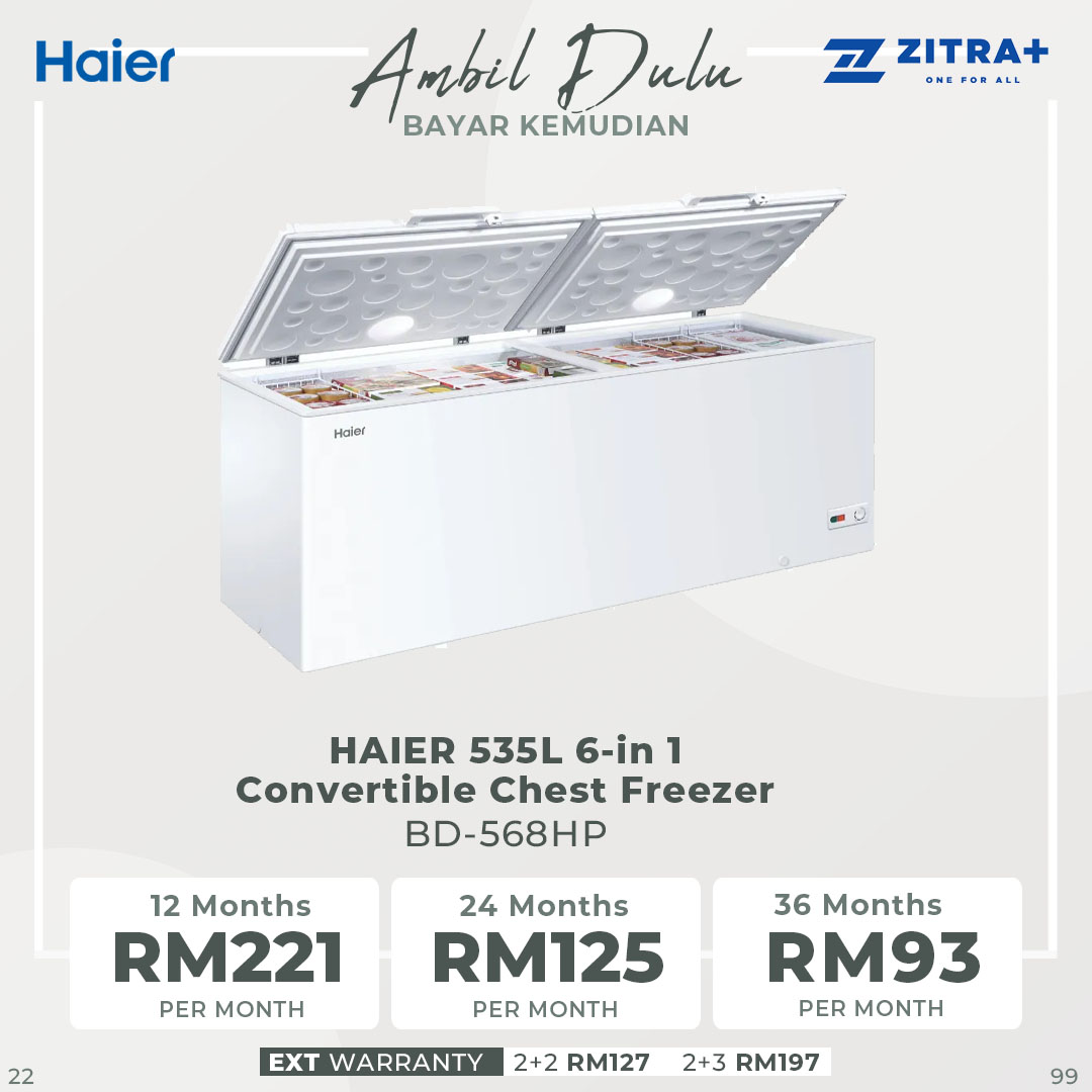 HAIER 332L/450L/535L/750L 6-in 1 Convertible Chest Freezer BD-328HP/BD-458HP/BD-568HP/BD-788HP | Fast Freezing | Convertible Cooling | PCM Metal Inner Plate | Freezer with 2 Year Warranty