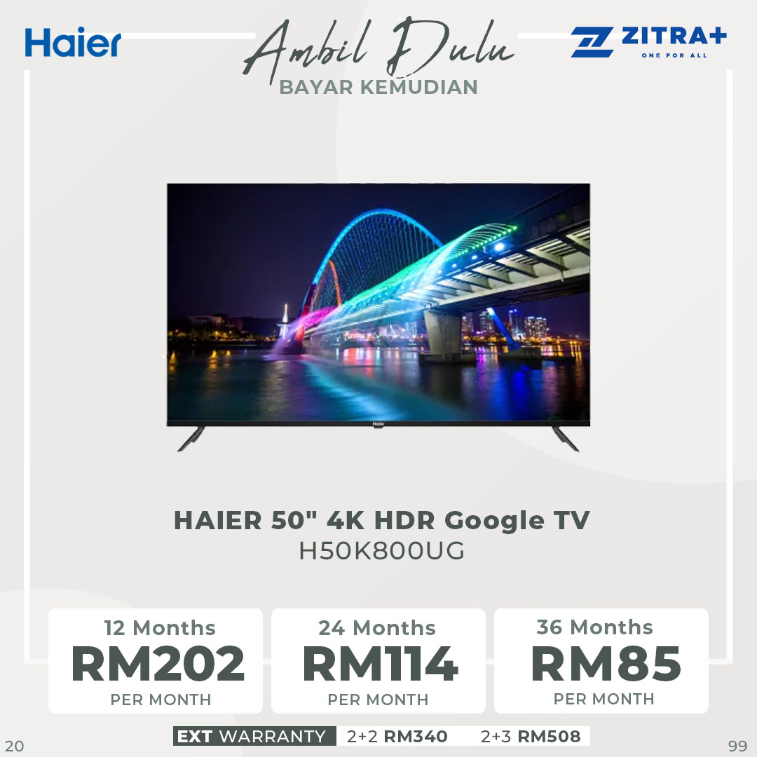 HAIER 50" /55" / 65" 4K HDR Google TV | H50K800UG / H55K800UG / H65K800UG | Awesome Vision | Natural Audio | One Touch | Google TV with 2 Year Warranty
