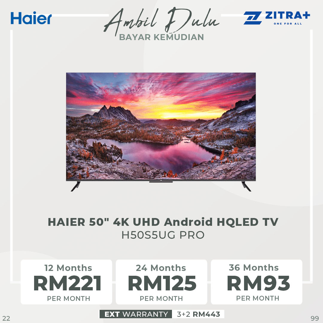 HAIER 50"/85" 4K UHD Android HQLED TV H50S5UG PRO/H85S5UG PRO | MEMC | HQLED | Far Field Voice Recognition | Android 11 | Chromecast | Google Assistant | HDMI | USB | Android TV with 3 Year Warranty