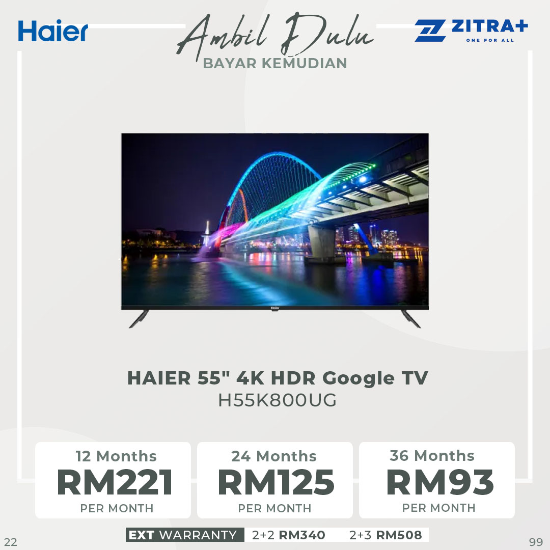 HAIER 50" /55" / 65" 4K HDR Google TV | H50K800UG / H55K800UG / H65K800UG | Awesome Vision | Natural Audio | One Touch | Google TV with 2 Year Warranty