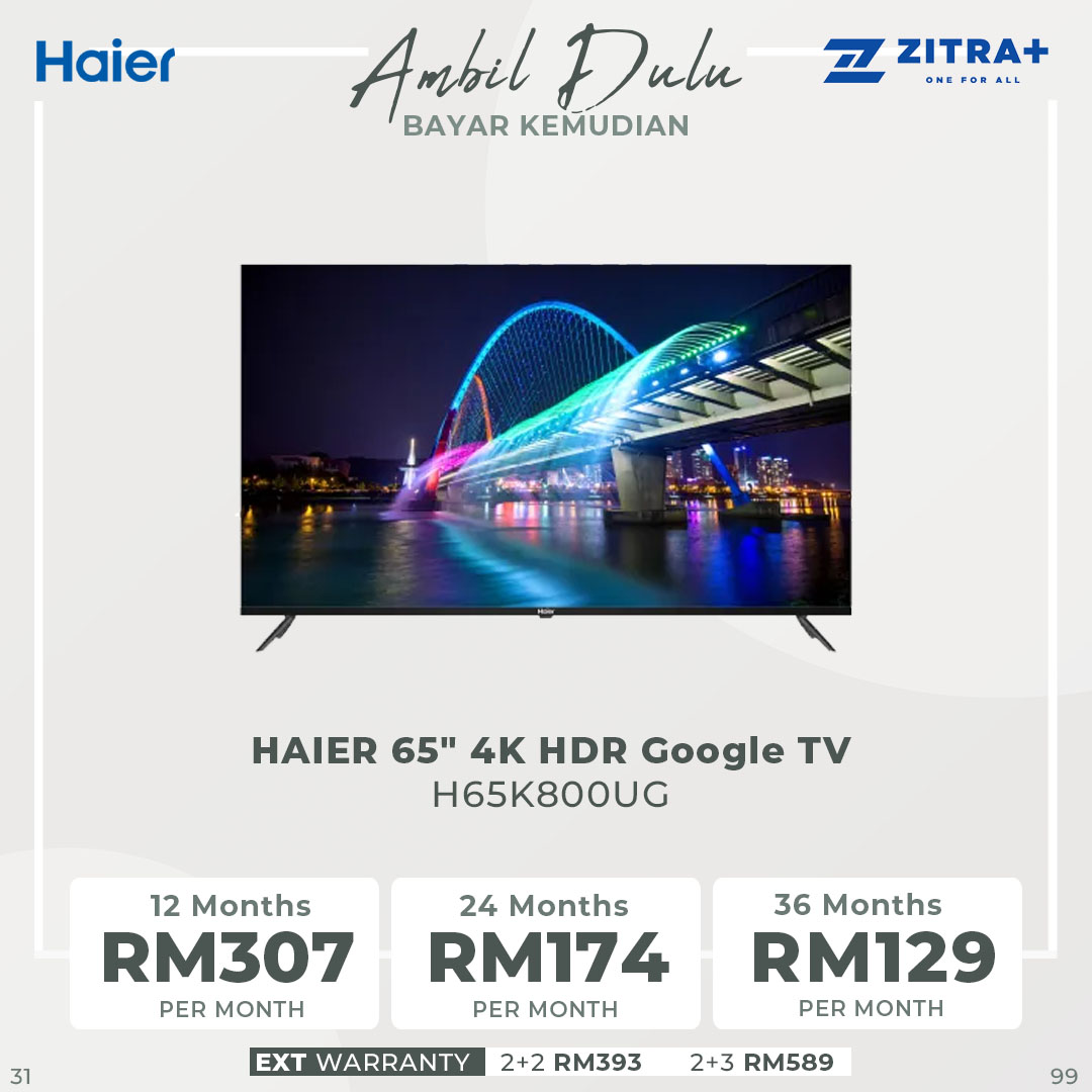 HAIER 50" /55" / 65" 4K HDR Google TV | H50K800UG / H55K800UG / H65K800UG | Awesome Vision | Natural Audio | One Touch | Google TV with 2 Year Warranty