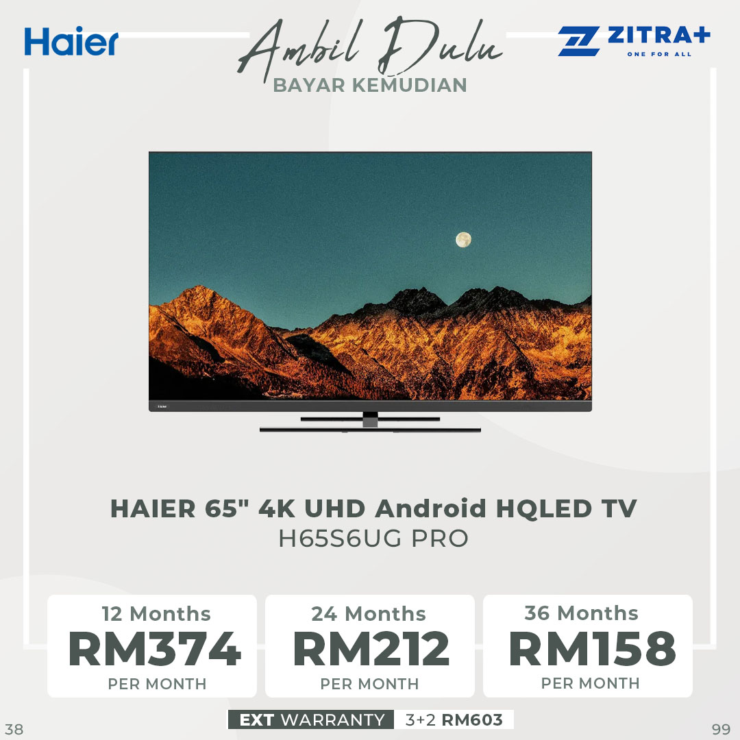 HAIER 55"/65" 4K UHD Android HQLED TV H55S6UG PRO/H65S6UG PRO | Front Built-In Speaker | HQLED | Wide Color Gamut | Android 11 | Chromecast | Google Assistant | HDMI | USB | Android TV with 3 Year Warranty