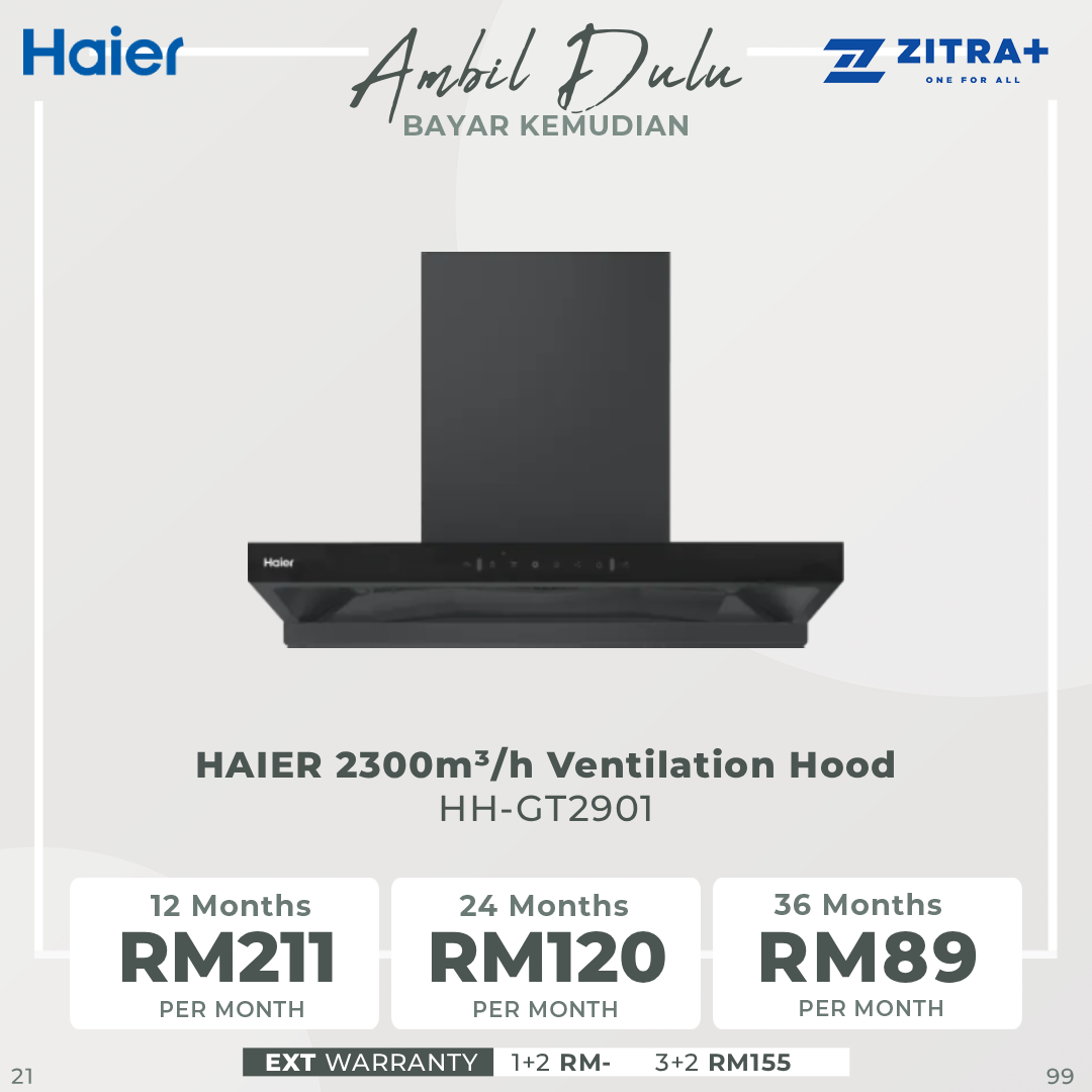 HAIER 2300m³/h Ventilation Hood HH-GT2901 | Oil-Catch Clean-Free Technology | Hood-To-Hood Connection | Haismart App Linkage