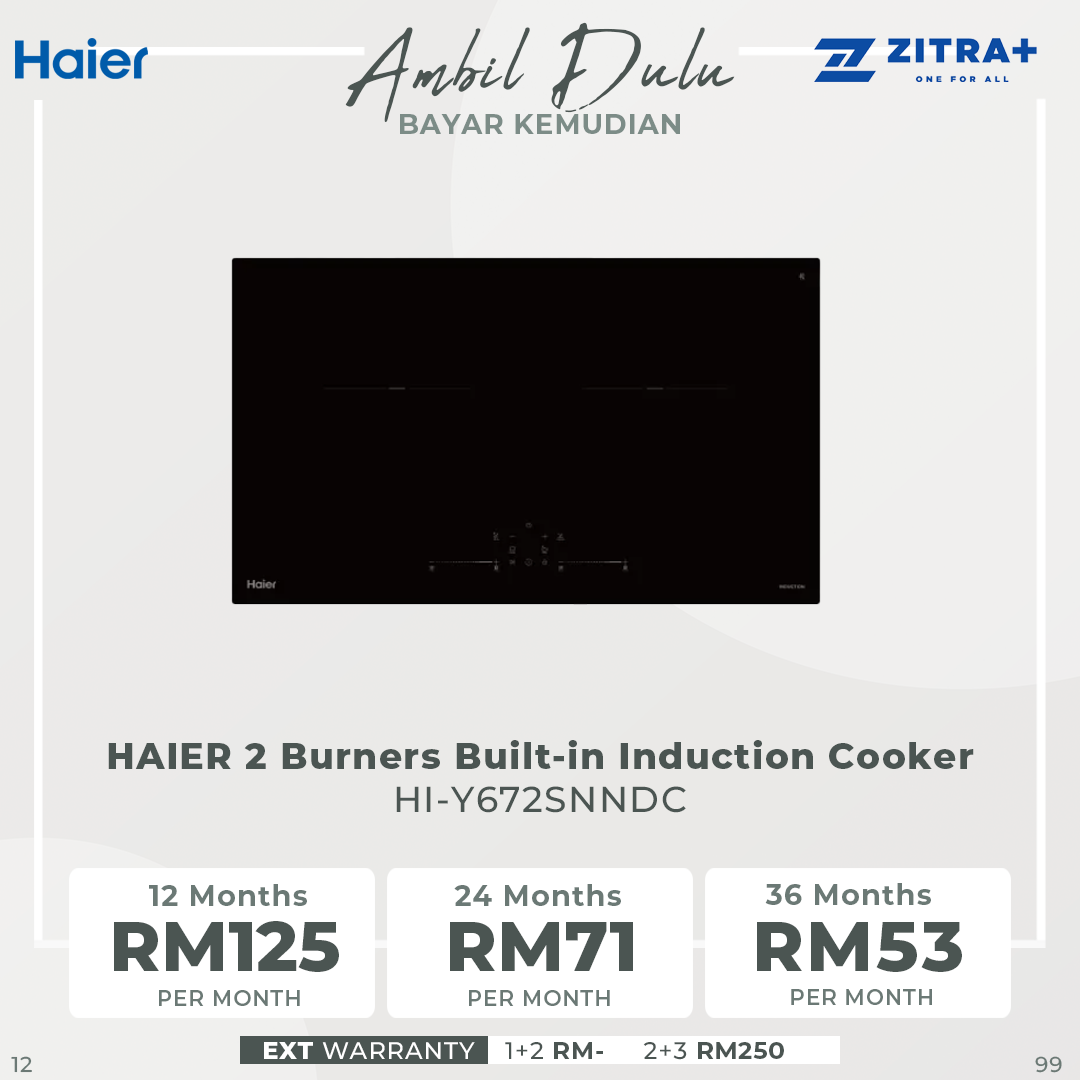 HAIER 2 Burners Built-in Induction Cooker HI-Y672SNNDC | Power Output: 2300W + 2300W | 9 Power Control Level | 240 Minutes Cooking Timer