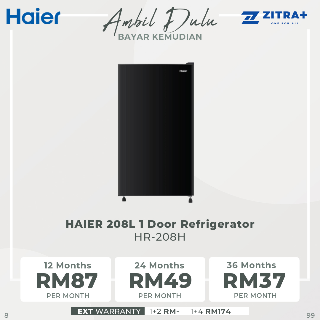 HAIER 208L/236L 1 Door Refrigerator HR-208H / HR-236H | 5 Star Energy Saving | Low Energy Consumption | Fast Cooling