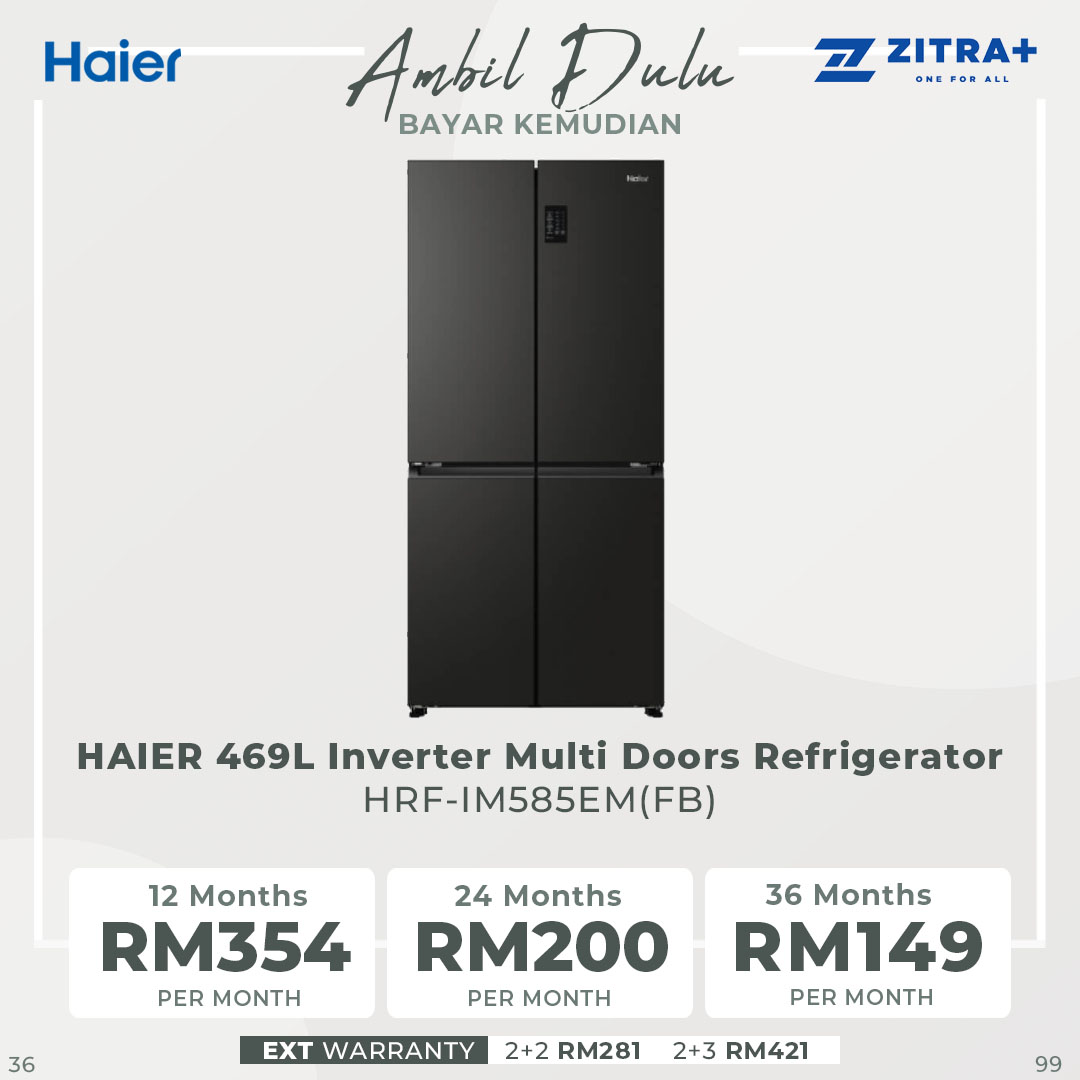 HAIER 469L Inverter Multi Doors Refrigerator  HRF-IM585EM(FB)/HRF-IG585EM(GB) | Digital Touch Screen | Flexible Shelves | 3 Temperature Options | Refrigerator with 2 Year Warranty