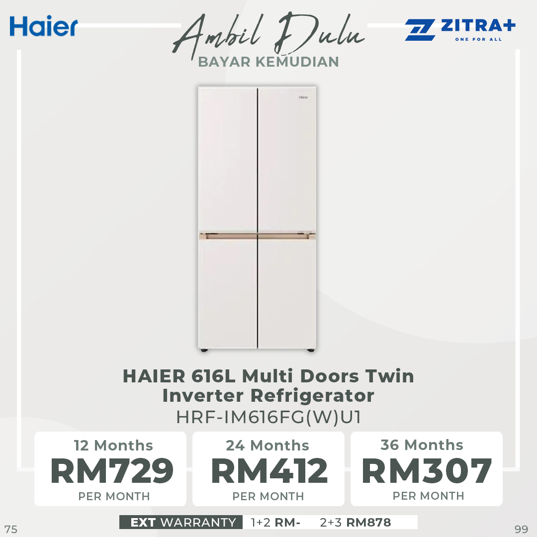 HAIER 616L Multi Doors Twin Inverter Refrigerator HRF-IM616FG(W)U1 | 0cm Seamlessly Built In | Fresher Shield | Smart Ice | HCS Humidity Zone