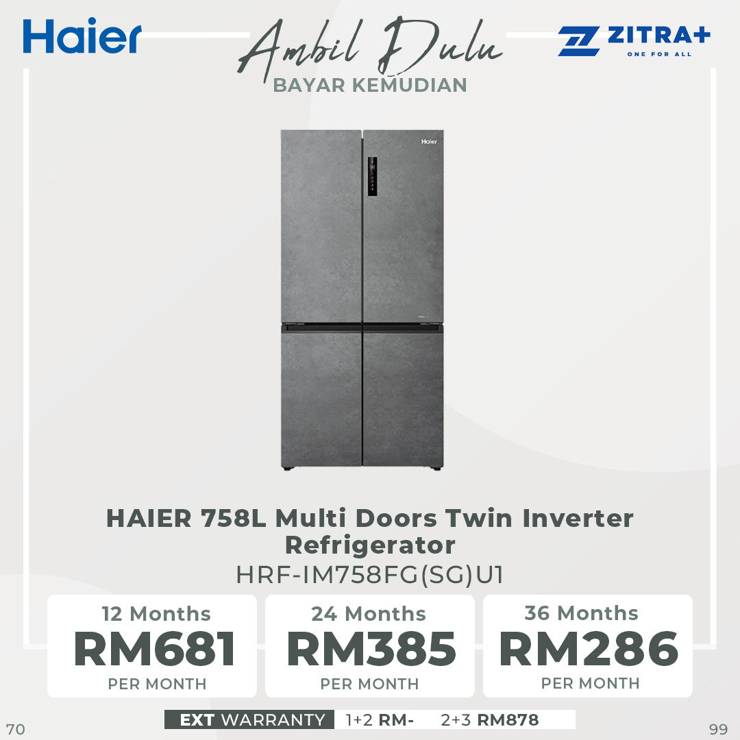 HAIER 758L Multi Doors Twin Inverter Refrigerator HRF-IM758FG(SG)U1 | Full-Sized LED Light Panel | Quite & Energy Saving