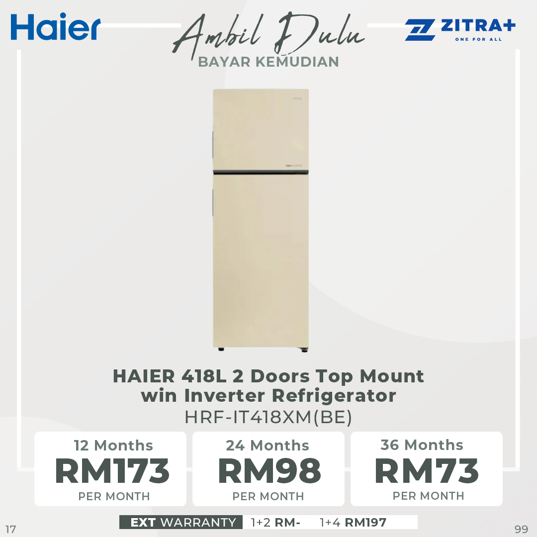 HAIER 418L/458L 2 Doors Top Mount Twin Inverter Refrigerator HRF-IT418XM(BE) / HRF-IT458XM(BE) | 5 Star Energy Saving Rating | Twin inverter | Chiller Box