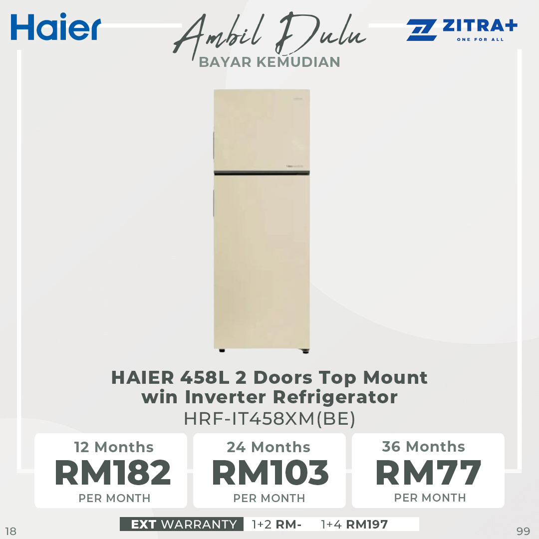 HAIER 418L/458L 2 Doors Top Mount Twin Inverter Refrigerator HRF-IT418XM(BE) / HRF-IT458XM(BE) | 5 Star Energy Saving Rating | Twin inverter | Chiller Box