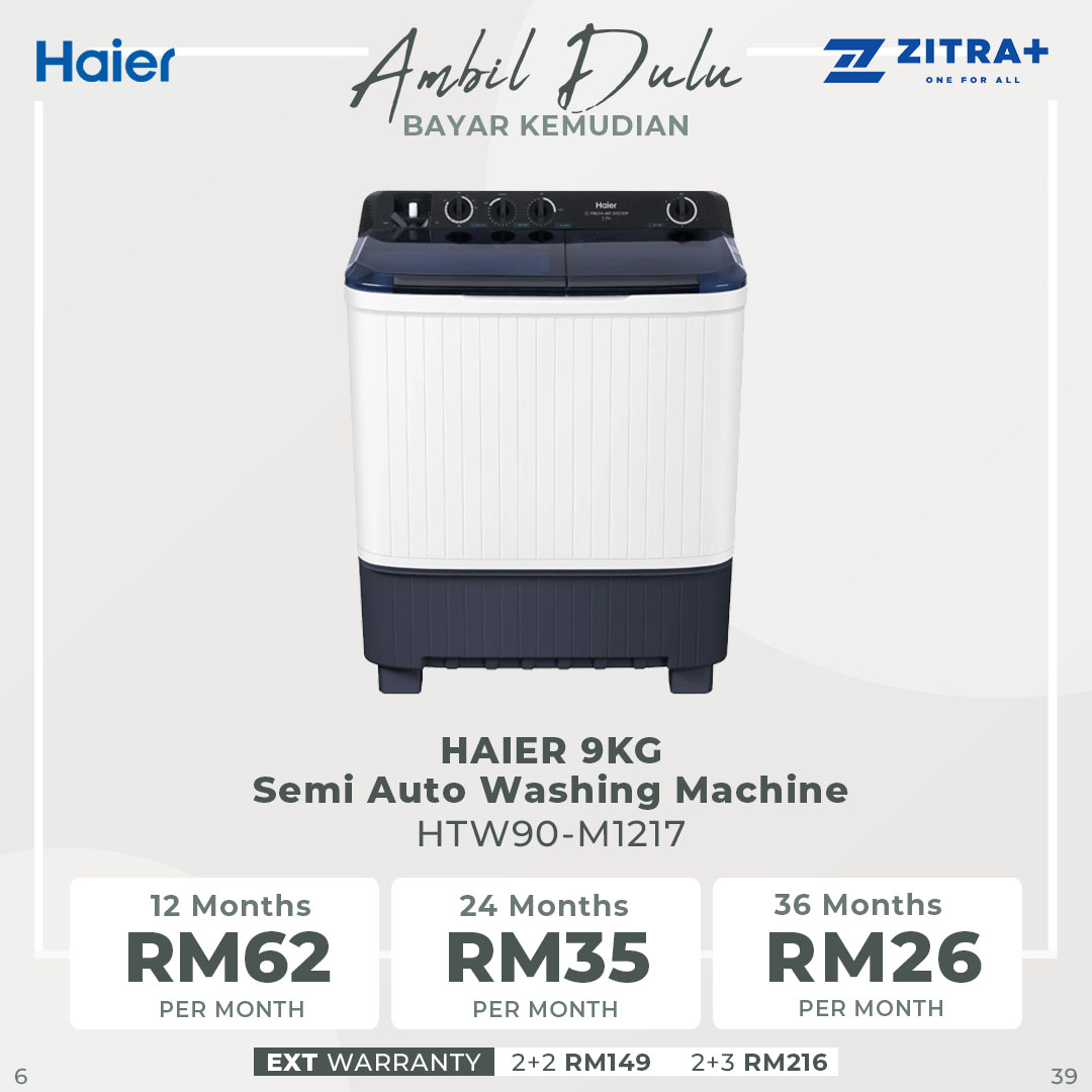 HAIER 7KG/9KG/11KG/13KG Semi Auto Washing Machine HTW70-M1217/HTW90-M1217/HTW110-M1217/HTW130-M1217 | Soak Wash | Shower Rinse | Air Dry | Transparent Top Lid | Rat Guard Baseplate | Washing Machine with 2 Year Warranty