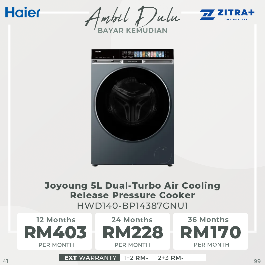 HAIER 14KG/8KG Front Load Color AI Inverter Washer Dryer HWD140-BP14387GNU1 | Ultra Fresh Air | Smart Dosing | Smart Wash