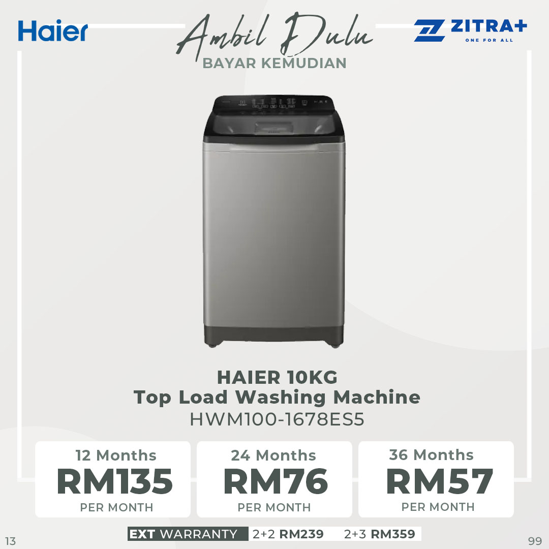 HAIER 10KG/12KG Top Load Washing Machine HWM100-1678ES5/HWM120-1678ES5 | Hijab Mode | Pillow Drum | Rear Control | Dispenser | ABT Pulsator | Auto Restart  | Washing Machine with 2 Year Warranty