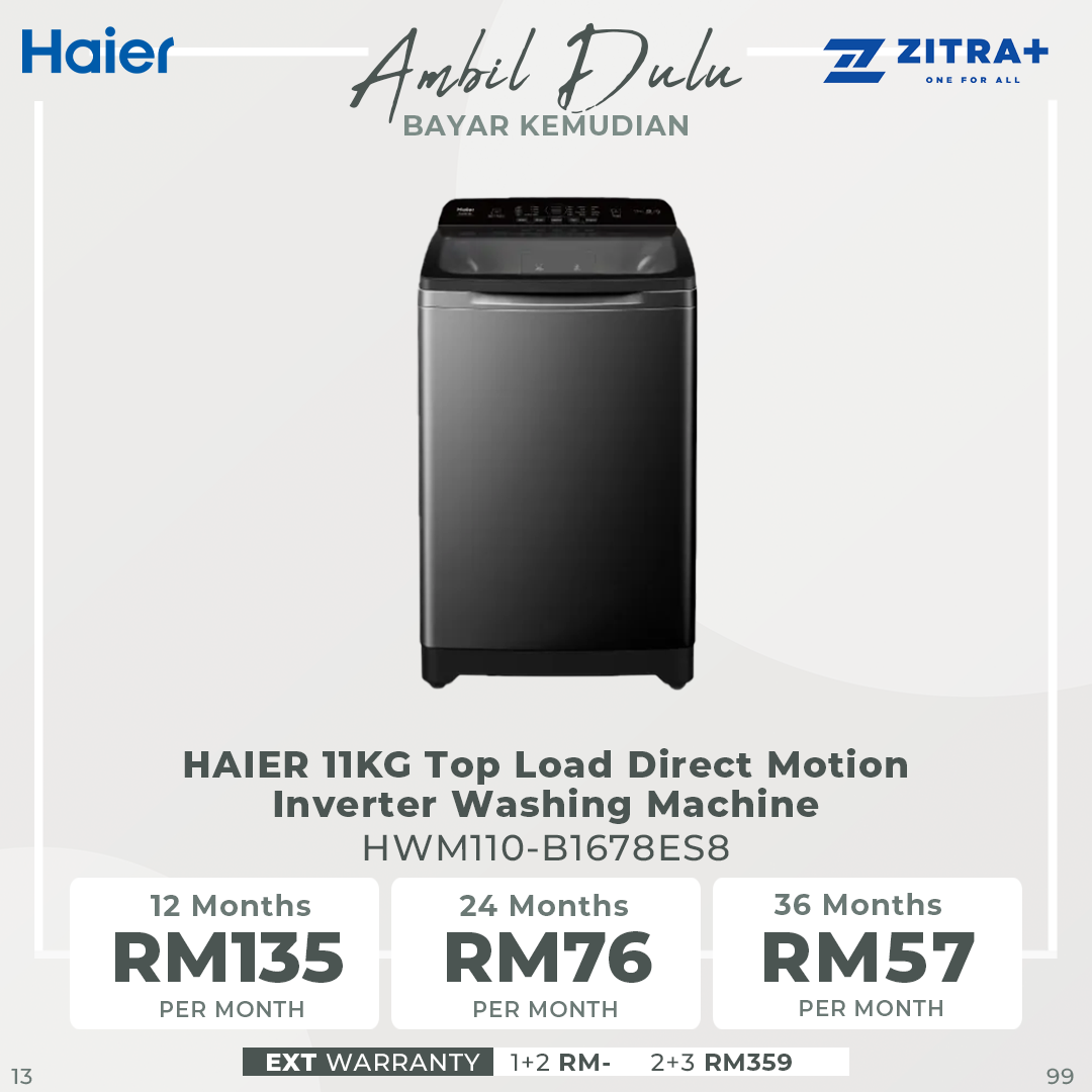 HAIER 11/12/14KG Top Load Direct Motion Inverter Washing Machine HWM120/HWM140-B1678ES8 | Direct Motion Inverter Motor | Quick Wash