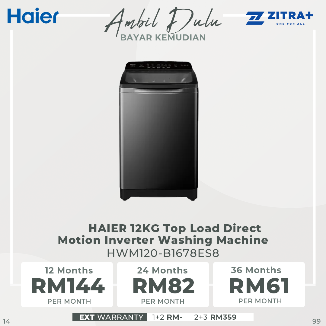 HAIER 11/12/14KG Top Load Direct Motion Inverter Washing Machine HWM120/HWM140-B1678ES8 | Direct Motion Inverter Motor | Quick Wash