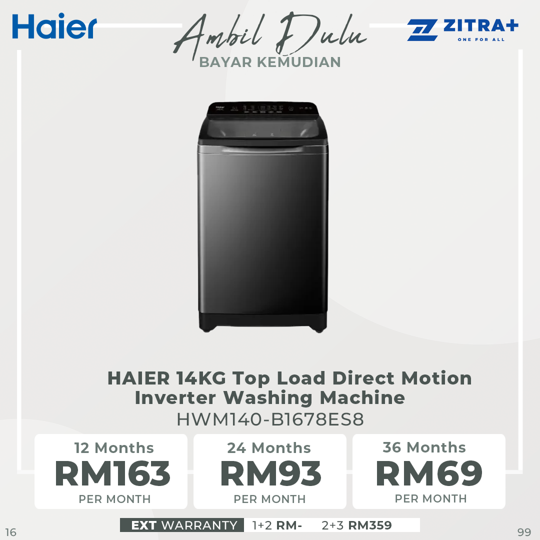 HAIER 11/12/14KG Top Load Direct Motion Inverter Washing Machine HWM120/HWM140-B1678ES8 | Direct Motion Inverter Motor | Quick Wash