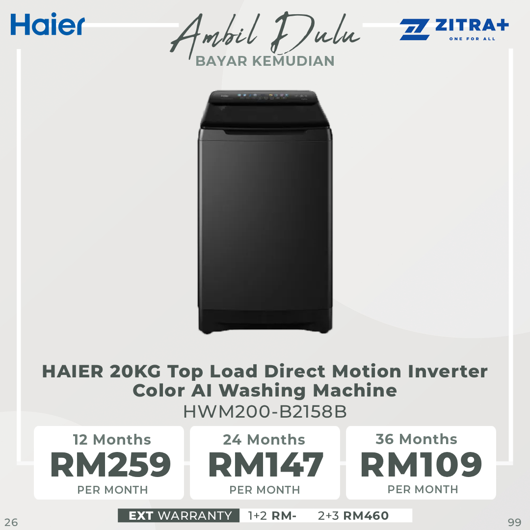 HAIER 18KG/20KG Top Load Direct Motion Inverter Color AI Washing Machine HWM180-B2158B/HWM200-B2158B