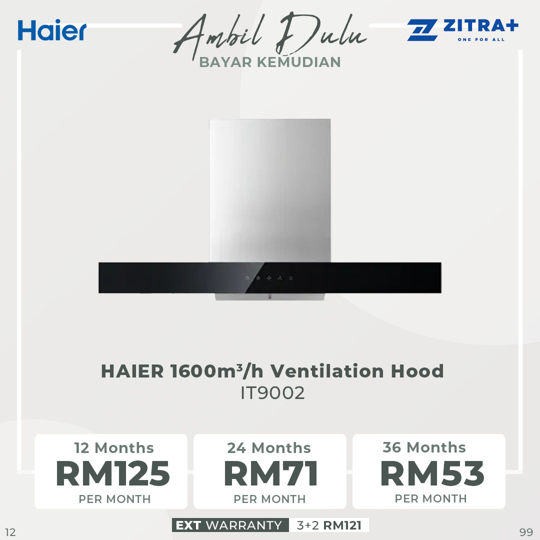 HAIER 1600m3/h Ventilation Hood IT9002 | Stylish Appearance | Instant & Strong Suction | Healthy and Hygienic | Hoods with 3 Year Warranty