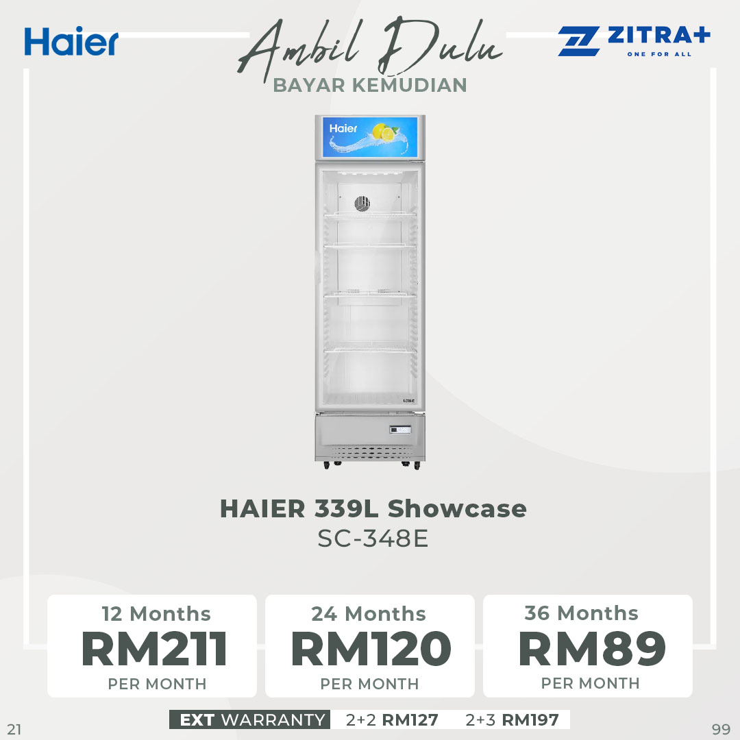 HAIER 239L/339L Showcase SC-248E/SC-348E | Antibacterial | Door with Low-e Glass | Interior LED Light | Lock Slot | Big Canopy | Freezer with 2 Year Warranty