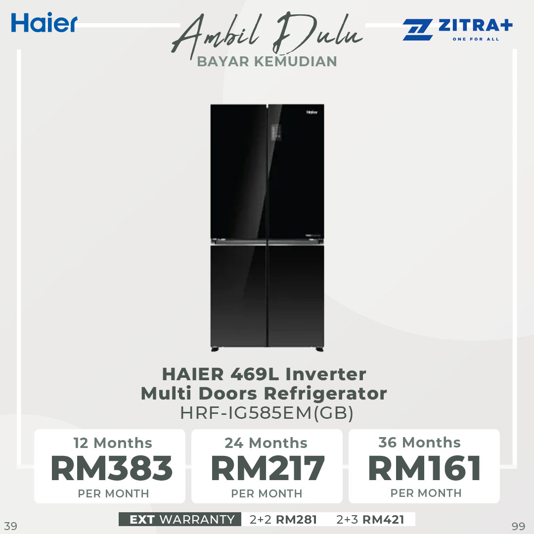 HAIER 469L Inverter Multi Doors Refrigerator  HRF-IM585EM(FB)/HRF-IG585EM(GB) | Digital Touch Screen | Flexible Shelves | 3 Temperature Options | Refrigerator with 2 Year Warranty