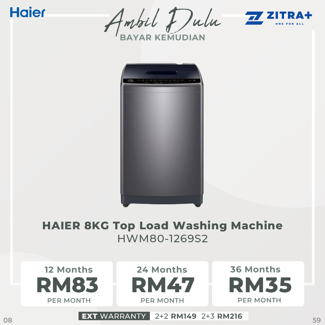HAIER 8KG Top Load Washing Machine HWM80-1269S2 | Pillow Drum | Quick Wash | Stainless Steel Drum | Magic Filter | Washing Machine with 2 Year Warranty