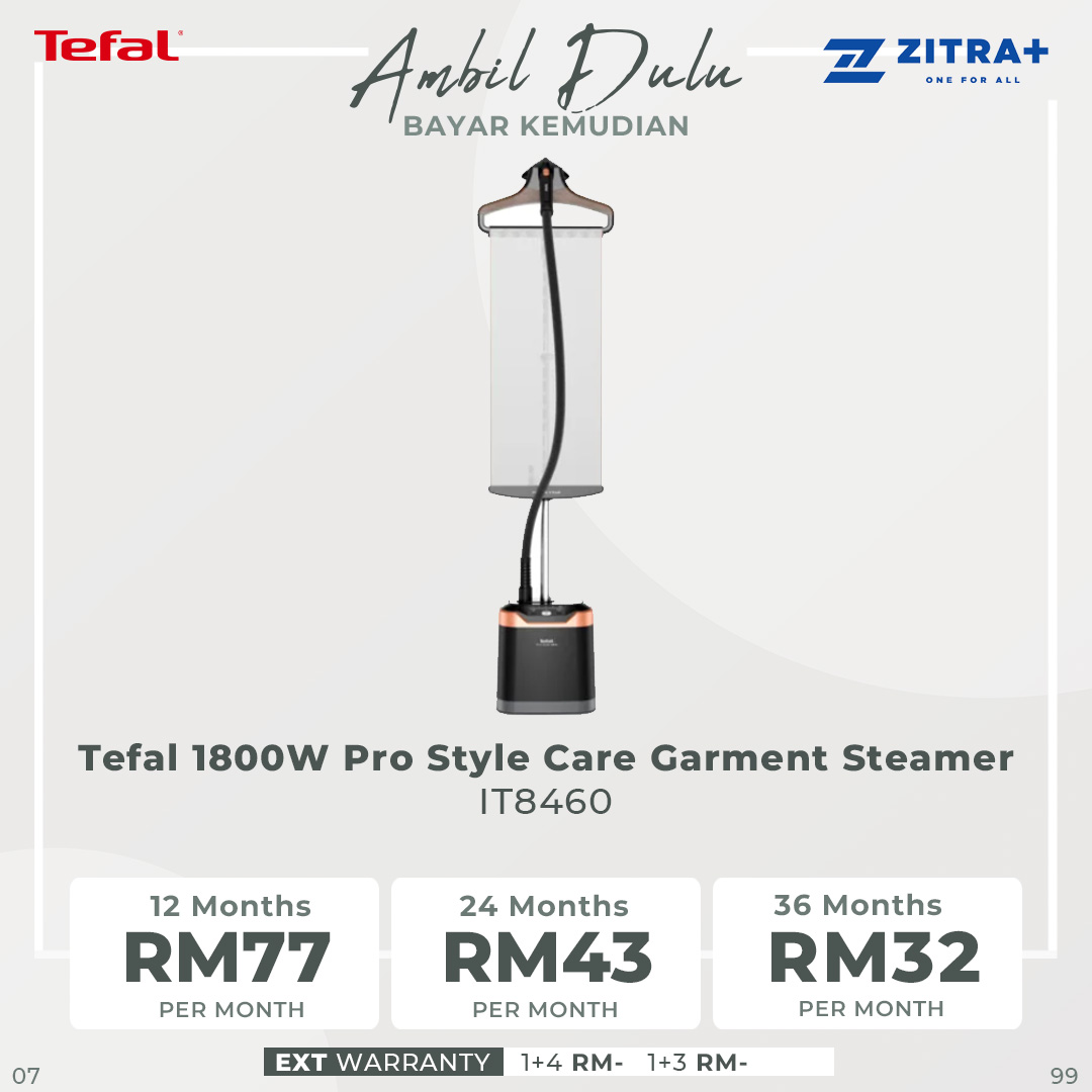 Tefal 1800W Pro Style Care Garment Steamer IT8460 | Auto-Off | Removable Water Tank | Sanitize | 45 Second Heat Time | Garment Steamer with 2 Year Warranty