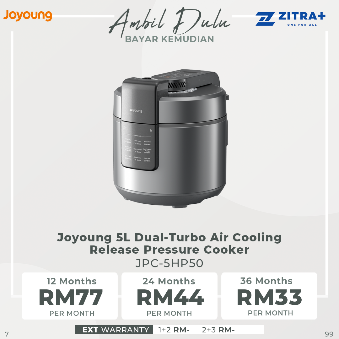 Joyoung 5L Dual-Turbo Air Cooling Release Pressure Cooker JPC-5HP50 | Quiet Operation | 12 Preset Cooking Menus | 3 Texture Settings