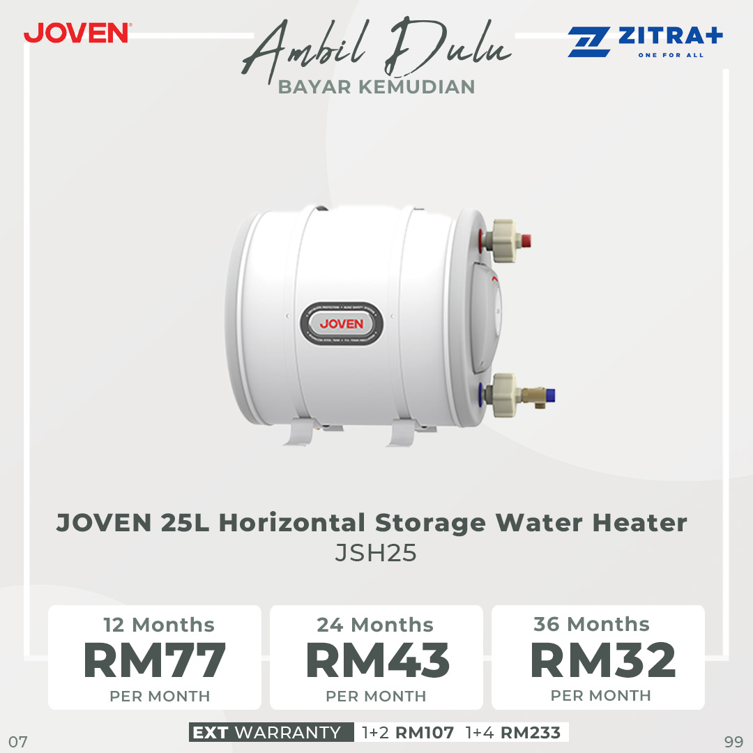 JOVEN 25L-91L Storage Water Heater JSH25 / JSH35 / JSH50 / JSH68 /JSH91 | Thermostat with Thermal Cut-Off | Centralised Multi-Point System with Enhanced Dry-Burn Protection | Hot Water Up to 70°C  | Storage Water Heater with 1 Year Warranty