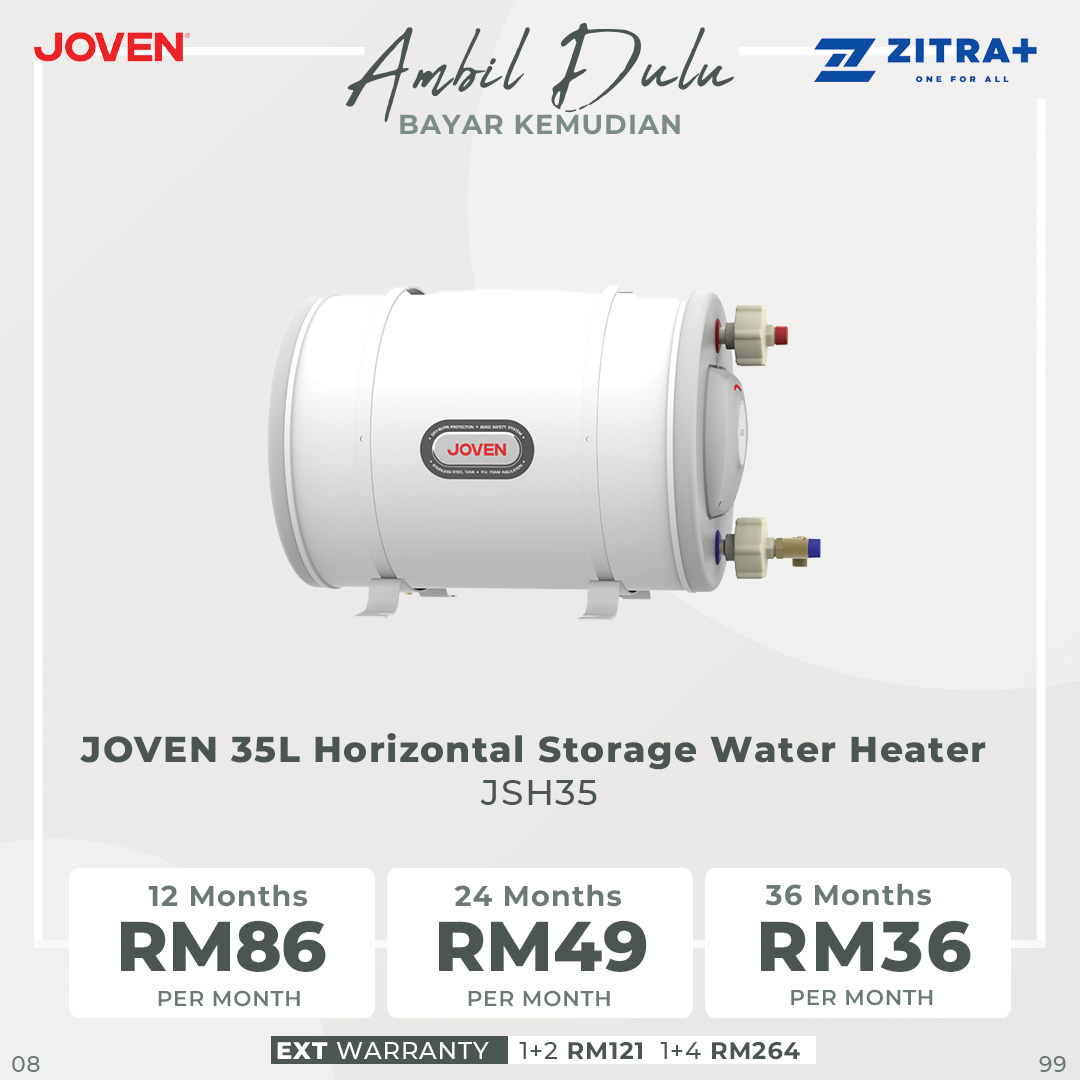 JOVEN 25L-91L Storage Water Heater JSH25 / JSH35 / JSH50 / JSH68 /JSH91 | Thermostat with Thermal Cut-Off | Centralised Multi-Point System with Enhanced Dry-Burn Protection | Hot Water Up to 70°C  | Storage Water Heater with 1 Year Warranty