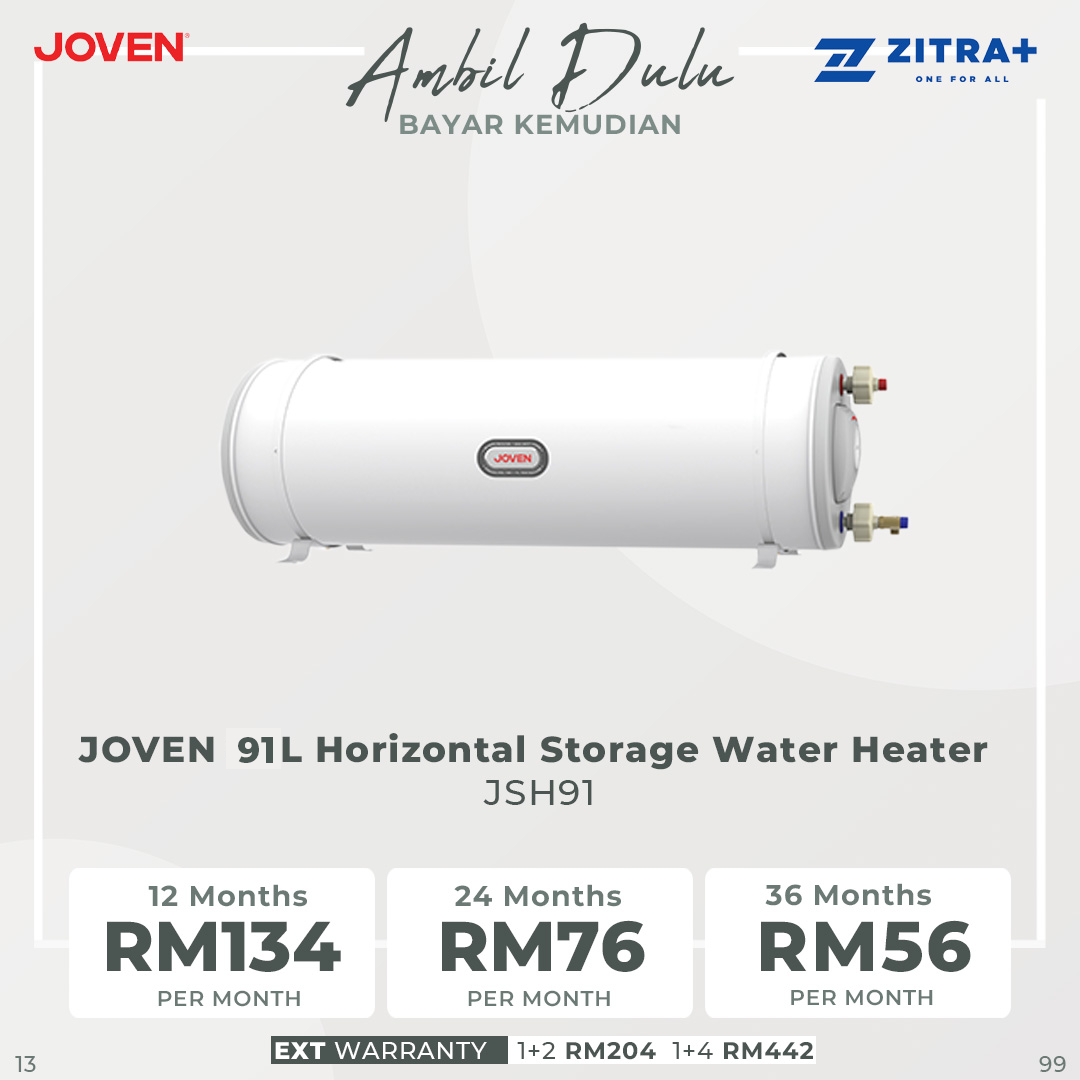 JOVEN 25L-91L Storage Water Heater JSH25 / JSH35 / JSH50 / JSH68 /JSH91 | Thermostat with Thermal Cut-Off | Centralised Multi-Point System with Enhanced Dry-Burn Protection | Hot Water Up to 70°C  | Storage Water Heater with 1 Year Warranty