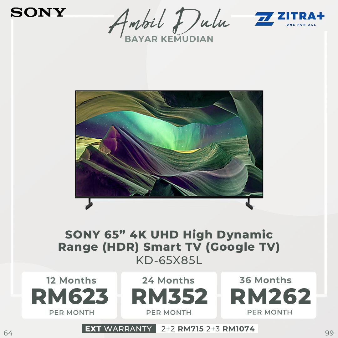 SONY 55"/65" 4K UHD High Dynamic Range (HDR) Smart TV | KD-55X85L/KD-65X85L | 4K HDR Processor X1™ | X-Motion Clarity™ | Smart TV with 2 Year Warranty
