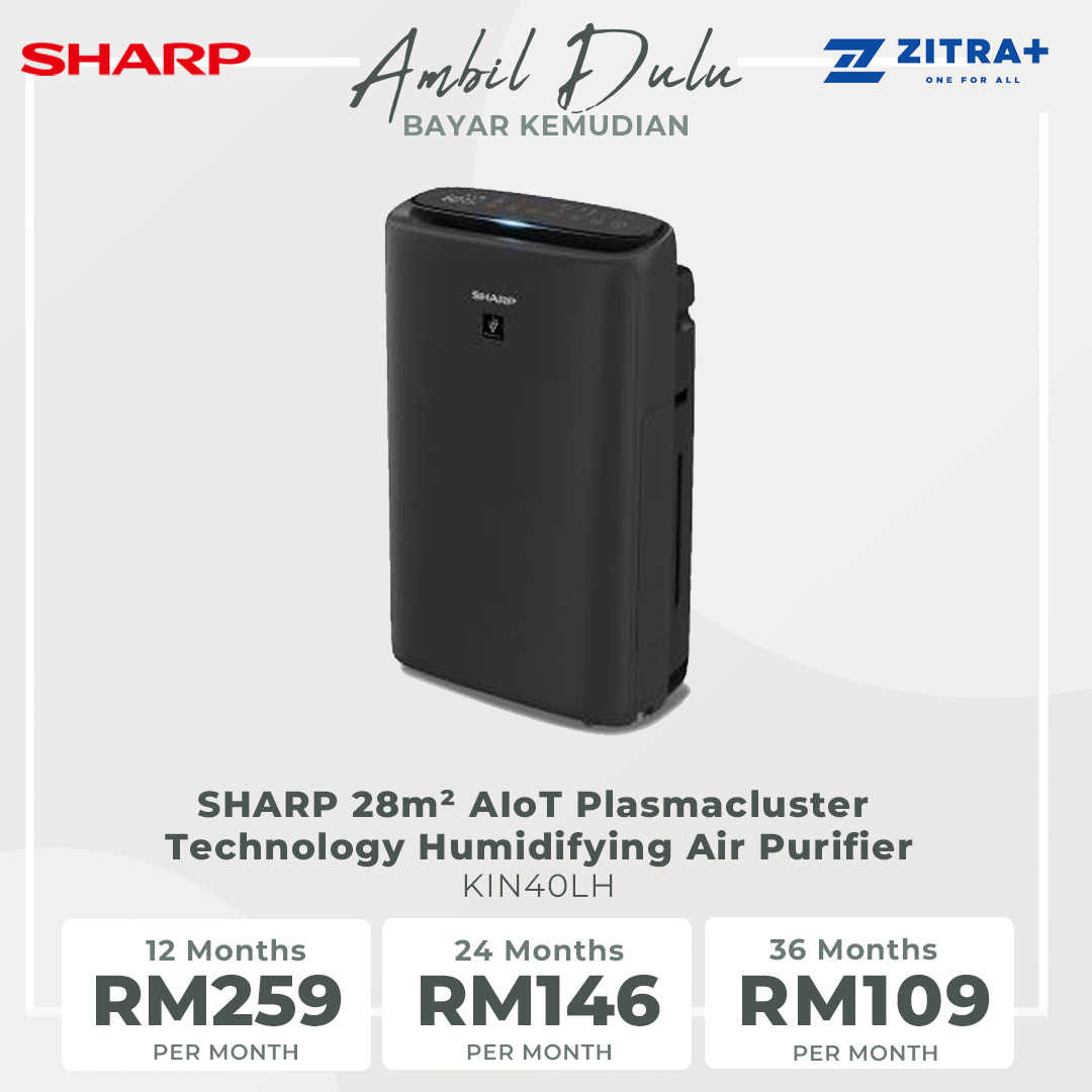 SHARP 28m² AIoT Plasmacluster Technology Humidifying Air Purifier KIN40LH | Ion Technology | Humidification | Intelligent Mode | Auto Mode | Air Purifier with 1 Year Warranty