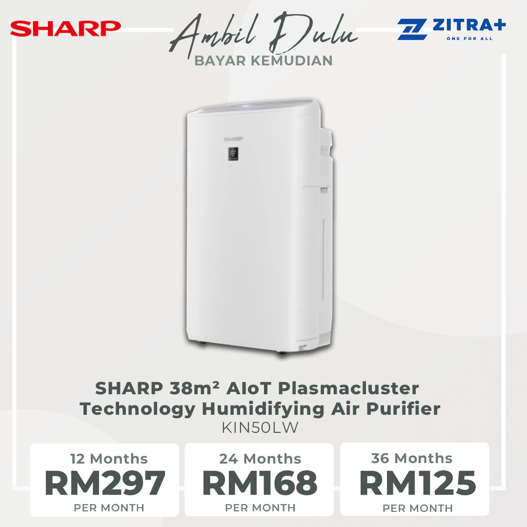 SHARP 38m² AIoT Plasmacluster Technology Humidifying Air Purifier KIN50LW | Ion Technology | Humidification | Intelligent Mode | Auto Mode | Air Purifier with 1 Year Warranty