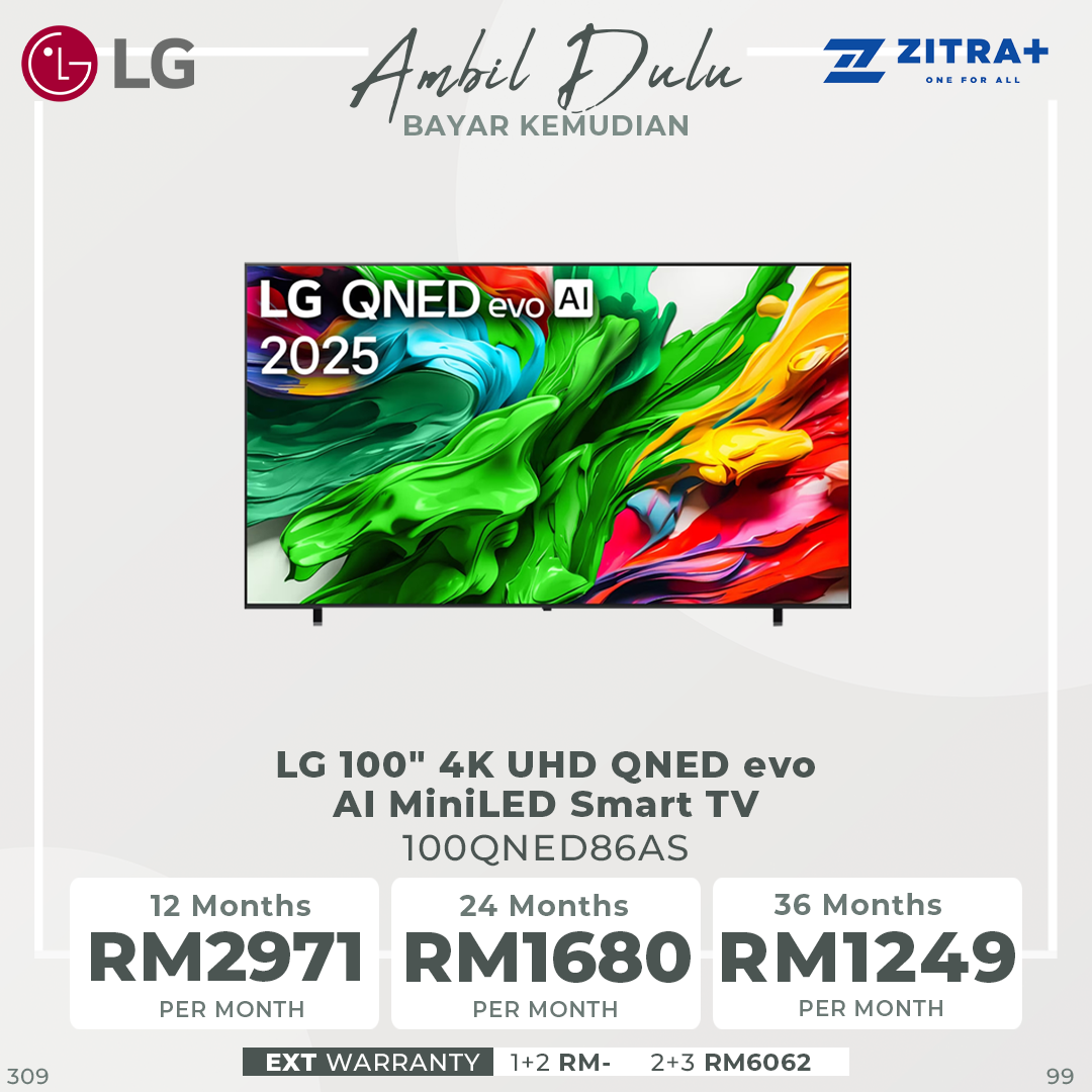 LG 55"/65"/75"/86"/100" 4K UHD QNED evo AI MiniLED Smart TV QNED86AS | Alpha 8 AI Processor Gen2 | Dynamic QNED Colour | Dolby Vision / HDR10 / HLG