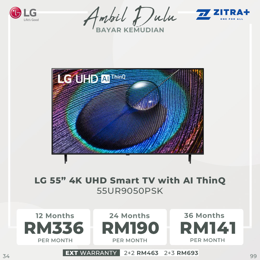 LG 50"/55"/65" 4K UHD Smart TV with AI ThinQ | α5 AI Processor 4K Gen6 | HDR10 | webOS 23 | HDMI | USB | Smart TV with 2 Year Warranty
